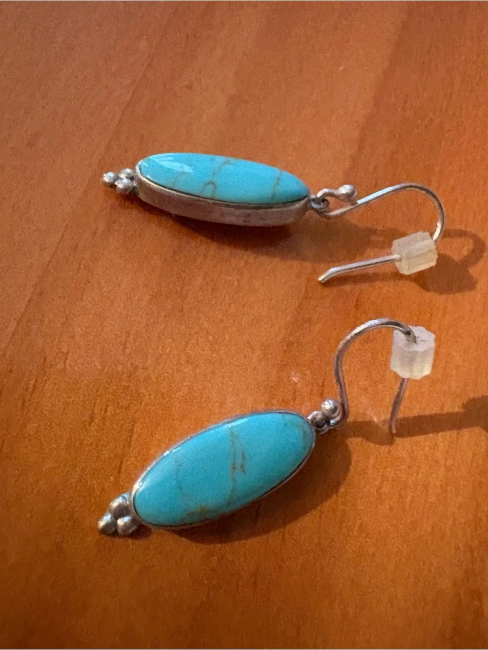 MEXICANA Turquoise Oval Drop Earrings - Sterling Silver.925